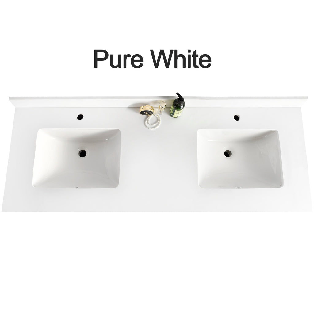 Countertop 73" x 22.5" Pure White Double Sink
