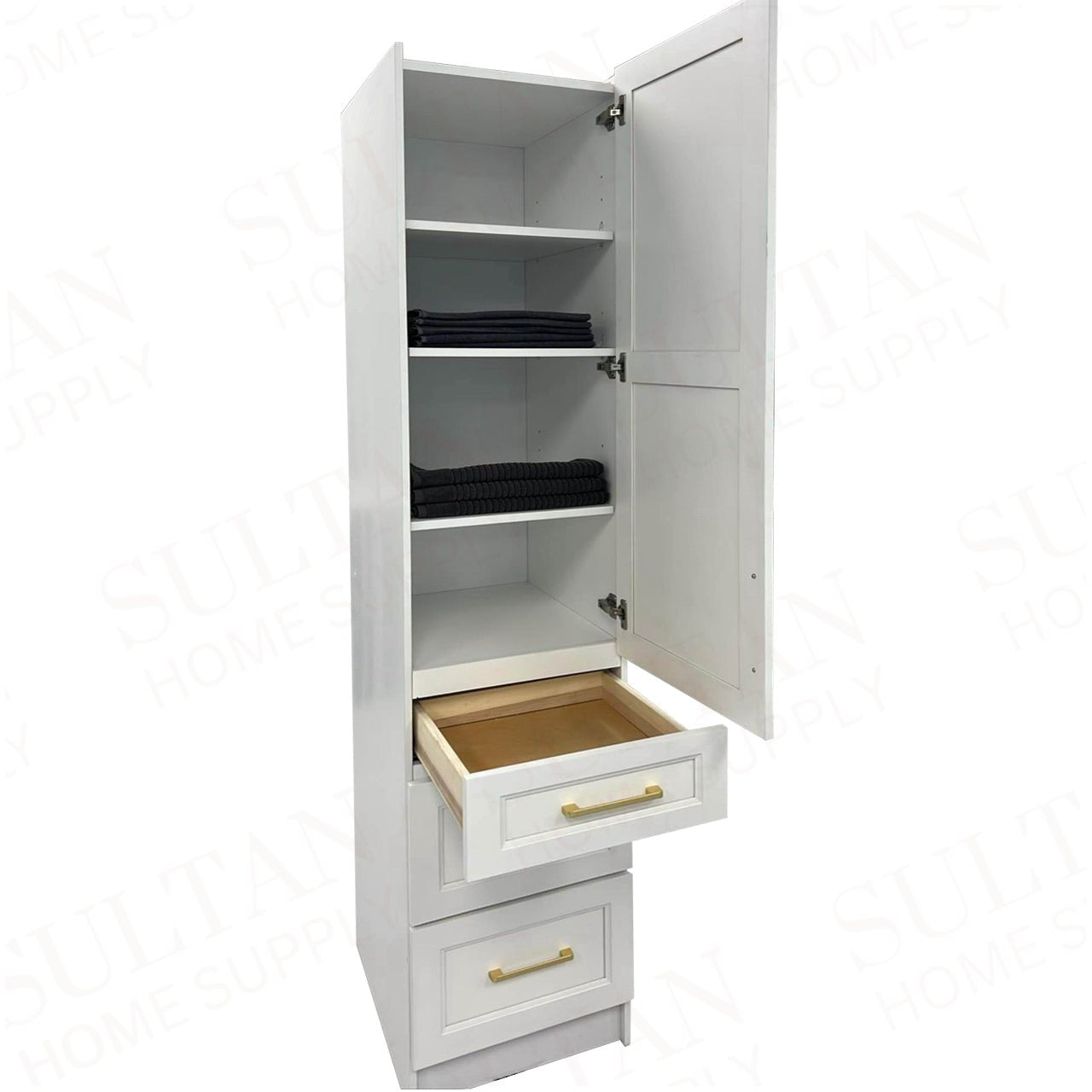 Linen Side Cabinet with 1 Door and 3 Drawers