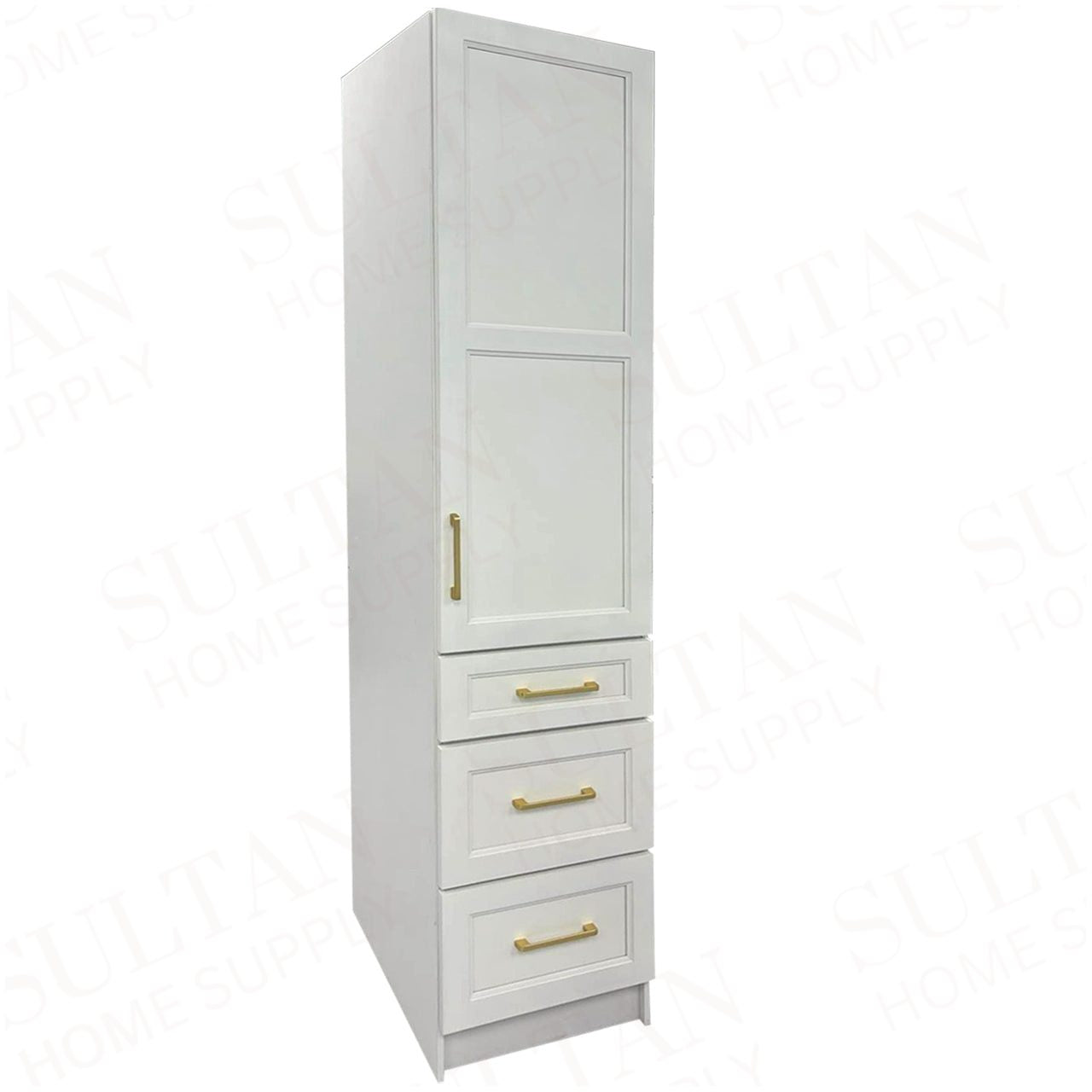Linen Side Cabinet with 1 Door and 3 Drawers
