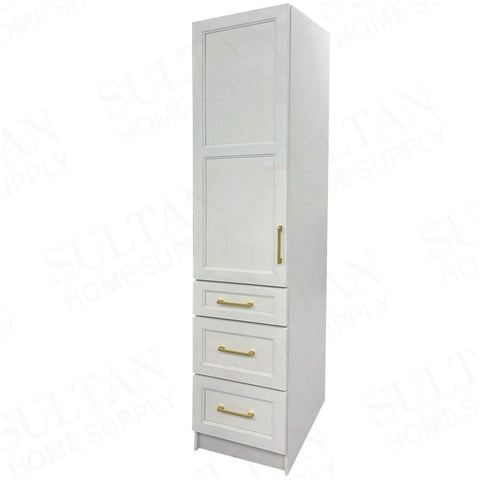 Linen Side Cabinet with 1 Door and 3 Drawers