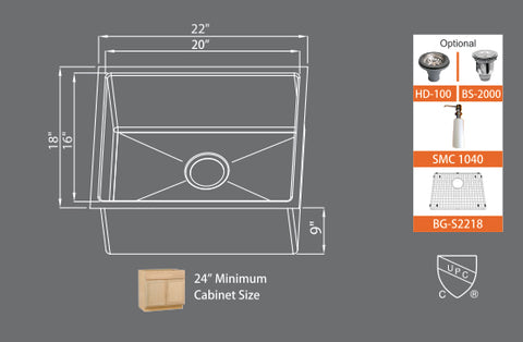 Sinks Premium Series SMC S2218