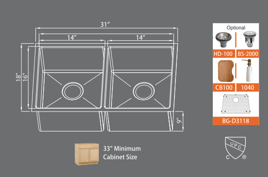 Sinks Premium Series SMC D3118