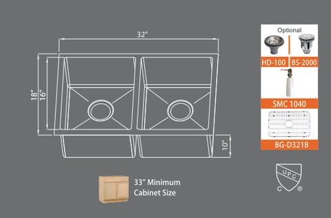 Sinks Premium Series SMC D3218