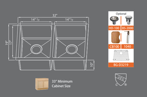 Sinks Premium Series SMC D3219