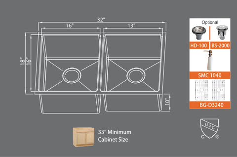 Sinks Premium Series SMC D3240