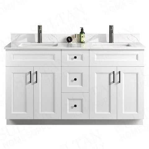 Sultan 60" Double Sink Free Standing Bathroom Vanity Solid Pinewood